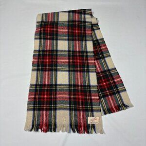 All Wool Tartan Plaid Made in Scotland Fringe Scarf 52 x 11.5 in     Very Good C